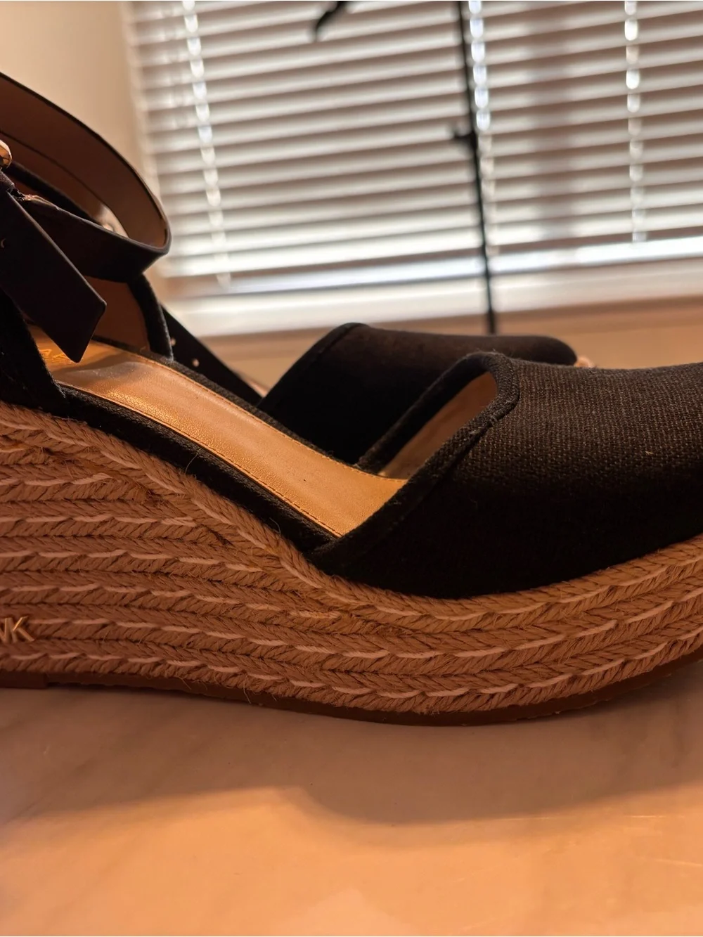 Michael Kors Black Espadrille Wedge Sandals – Ankle Strap Platform Heels